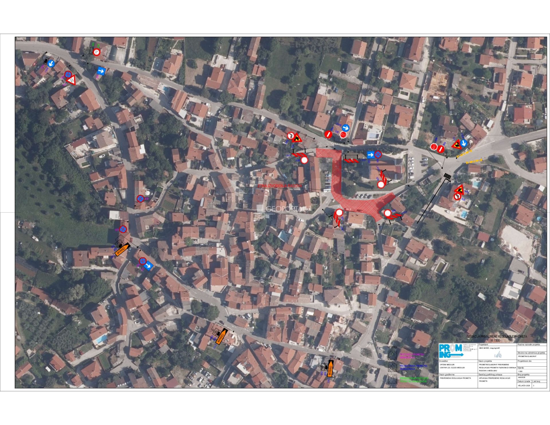 Obavijest o privremenoj regulaciji prometa - u dijelu ulice Centar u Medulinu – od srijede 11. 03. 